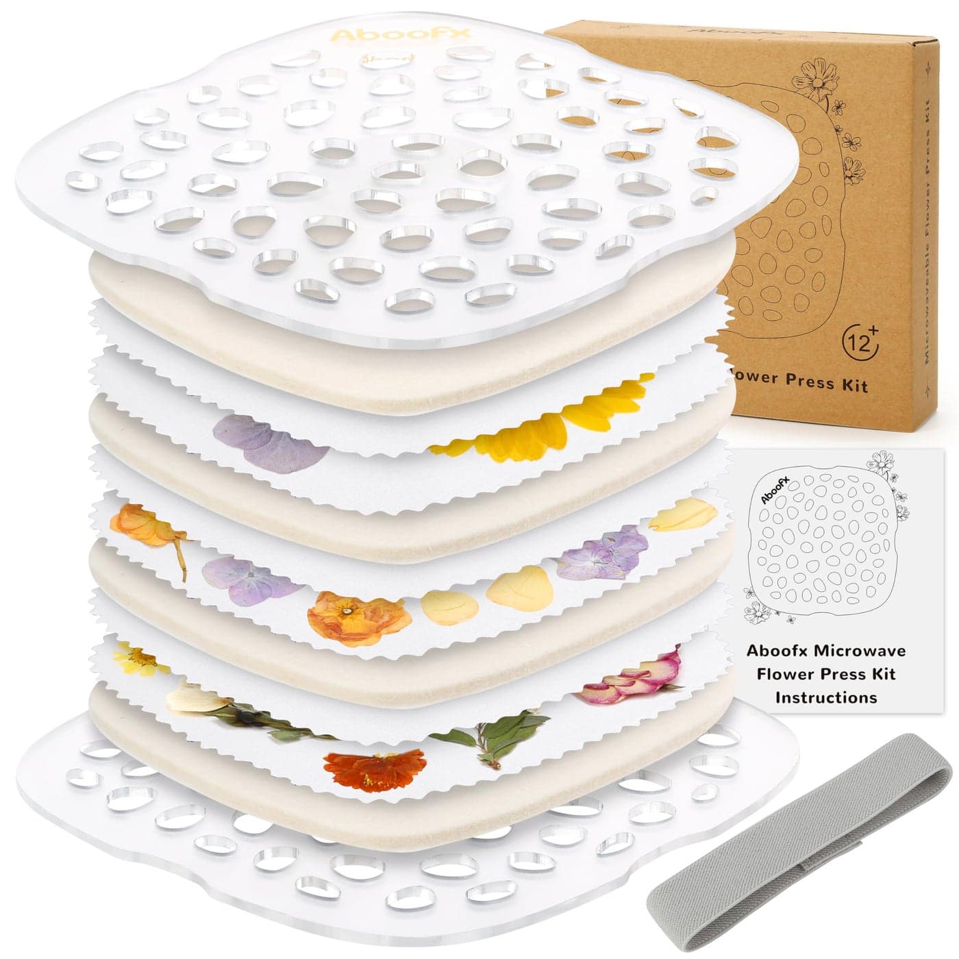 Aboofx 3 Layers Microwave Flower Press Kit, Quick Flower Press Kit for Adults in Minutes, Fast Drying Flower Press for Flowers Preserving
