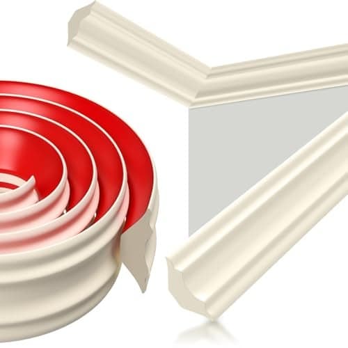 Pushglossy Ceiling Crown Molding Trim 79 Length 2 Wide Self Adhesive Crown Molding Peel and Stick Ceiling Trim White Wall Decorative Ceiling Moulding for DIY Home Indoor Craft