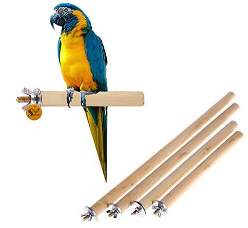 Sage Square Natural Habitat Wooden Perch/Stand with Set of 4 Wooden Perch/Stand/Toy for Birds Budgie/Cockatiel/Parrot/Hamster/Squirrel (Light Weight) (Sizes -4" 6" 8" 10" Combo Set of 4)