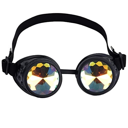 Lelinta Kaleidoscope Rave Goggles Steampunk Goggles Glasses Halloween Costume Accessories for Men Women Cosplay Party