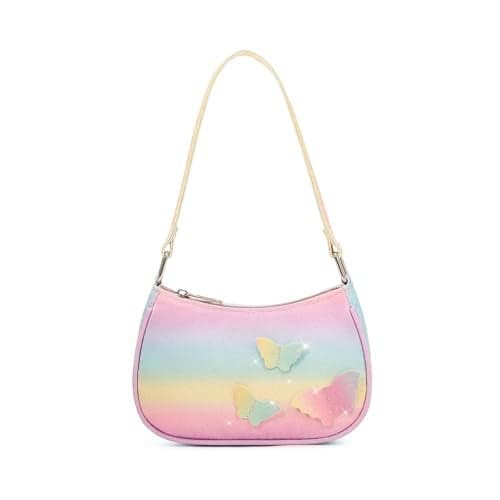 Toddler Purses Little Girls Purse Kids Glitter Butterfly Handbag Shoulder Bag Birthday Gift for 2 3 4 5 6 7 8 Year Old Girl Mini Cute Pink Purse