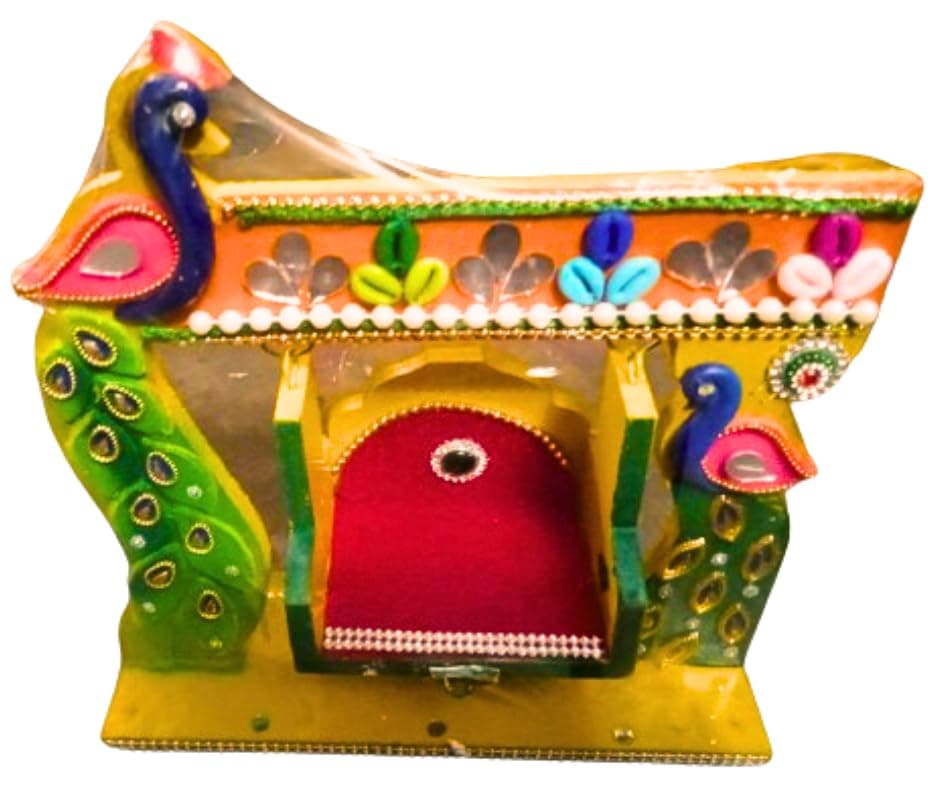 DEV POOJA STORE Wooden Krishna Jhula Designer Wooden Bal Krishna Aasan Laddu Gopal Palana Hidola Palana for Janmastmi Pooja 20x6x20