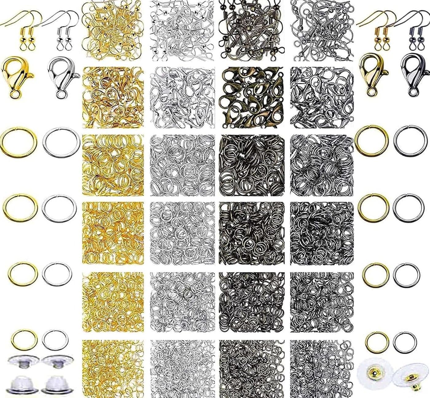 DIY Crafts 1x, Random Mix 10 Grm, Jewelry Necklace Repair Kit with Jump Rings, Clasps and Earring Hooks for Jewelry Making Supplies, Earring Making Findings Necklace Bracelets (1x, Random Mix 10 Grm)