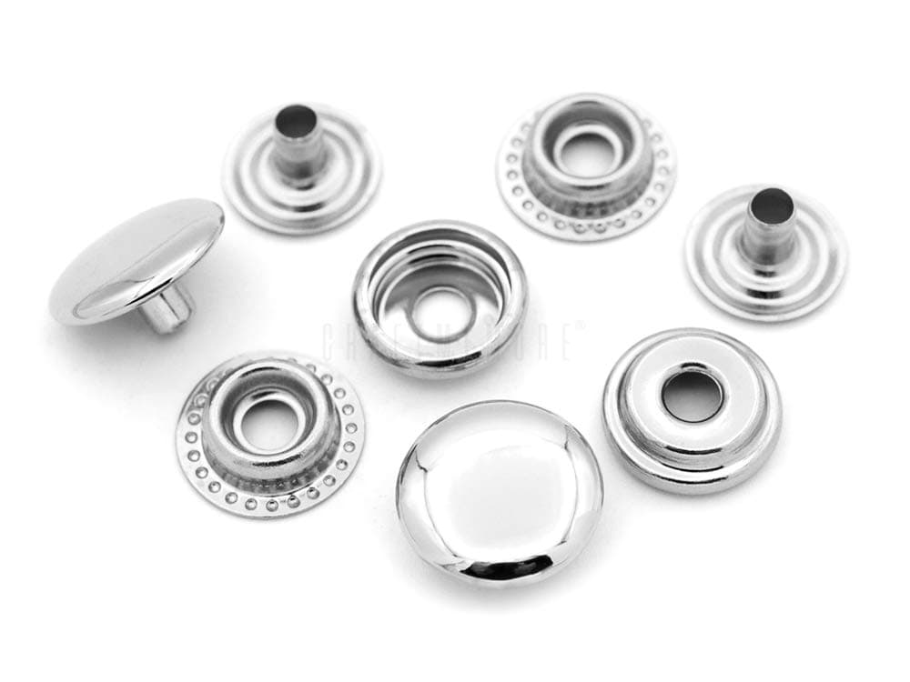 CRAFTMEMORE 50 Sets Silver Snap Fasteners Ring-Socket Press Studs for Jacket Bag Canvas Closures #201 VT47 (12mm (0.47"))