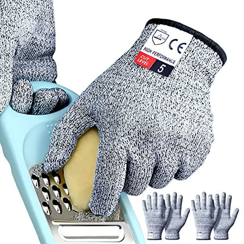 Tesuchan Cut Resistant Gloves for Kitchen Medium, 2 Pairs Ambidextrous Cut Proof Gloves, Level 5 Cutting