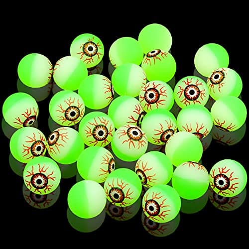 Chalyna 50 Pcs 11 Inch Glowing Halloween Eyeballs Bouncy Balls Bulk Glow in The Dark Luminous Scary Eyeball Toys for Halloween Party Favors Trick or Treat Game Terror Props Green