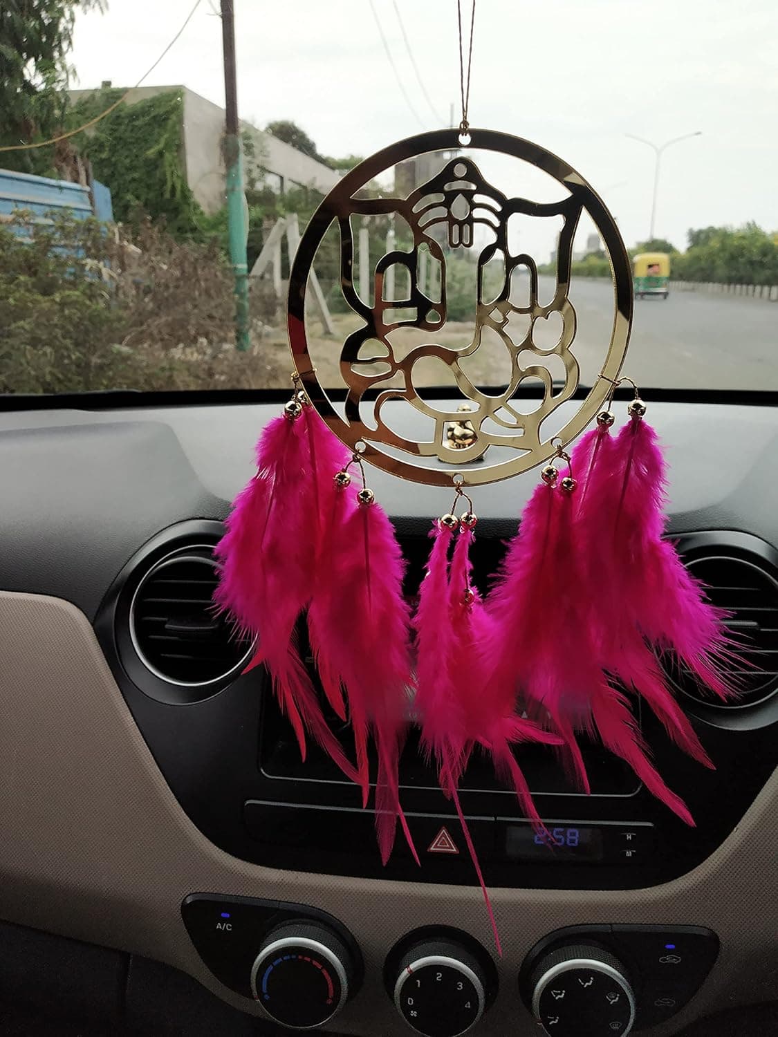 VM STORE Dream Catcher Ganesha Hand Made for Positive Vibes Wall Decor and car Hanging Made with Acrylic Material with Feathers Dimension 1023 cm