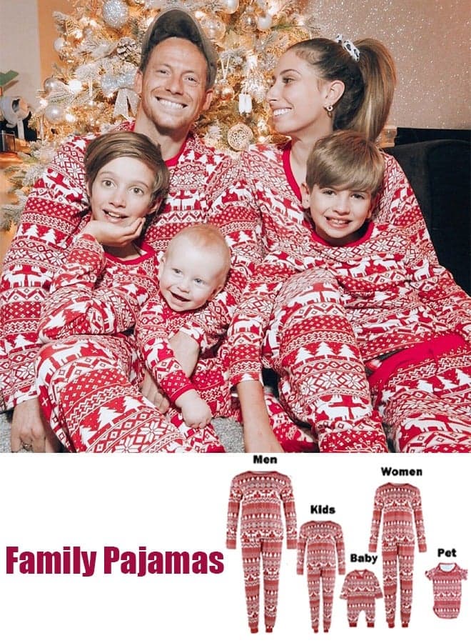 Christmas Family Matching Pajamas Classical Nightwear Sleepwear Sets Long Sleeve Pjs for for Adults Kids and Baby Holiday Xmas Sleepwear Set (Baby Unisex)