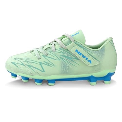 Nivia Encounter 11 Football Stud for Kids, Synthetic Leather Upper, Double-Color TPU Sole, Ideal for Hard & Grassy Surfaces, Pastel Green, UK09