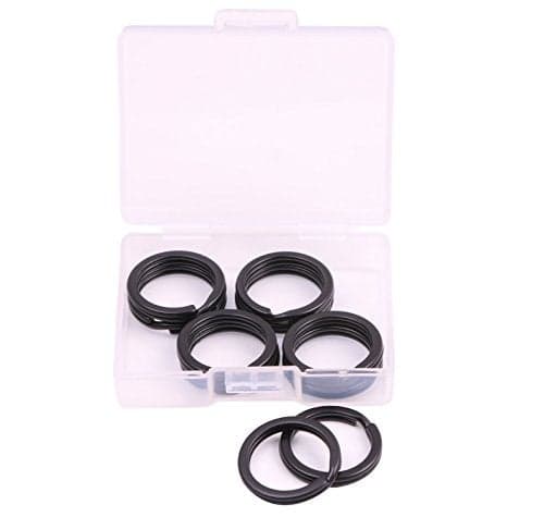 Shapenty 20mm/0.75 Inch Small Black Flat Metal Keychain Part Accessories Split Keyring Key Ring Chain Clip Holder (Black, 10PCS/Box)