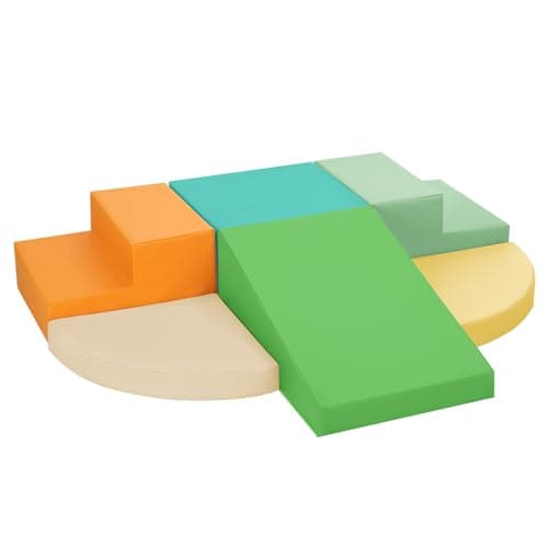 TODIBY 6Piece Soft PU Leather Toddlers Climbing Toys Baby Foam Climbing Blocks for Toddlers 3 Indoor Climb and Crawl Activity Play Set Foam Play Gym Climbing Structures Orange and Green