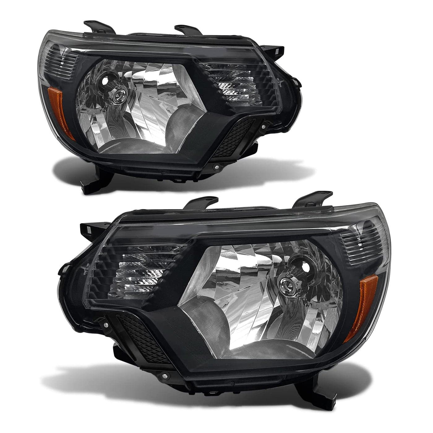 ADCARLIGHTS Headlights for 2012 2013 2014 2015 Toyota Tacoma Headlight Assembly compatible with 12 13 14 15 Toyota Tacoma Headlamp Black Housing Amebr Reflector Driver and Passenger Side