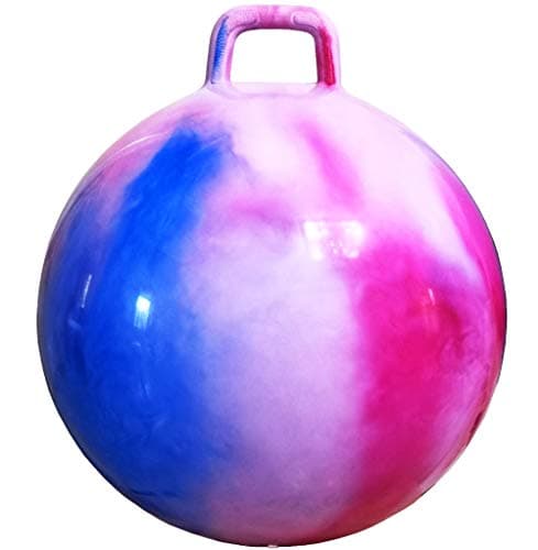 AppleRound Hippity Hoppity Hopball with Pump Siton Bouncy Exercise Ball with Handle 22 inch 55 cm for Kids Teens Ages 1013 Cloud Colors Red Blue