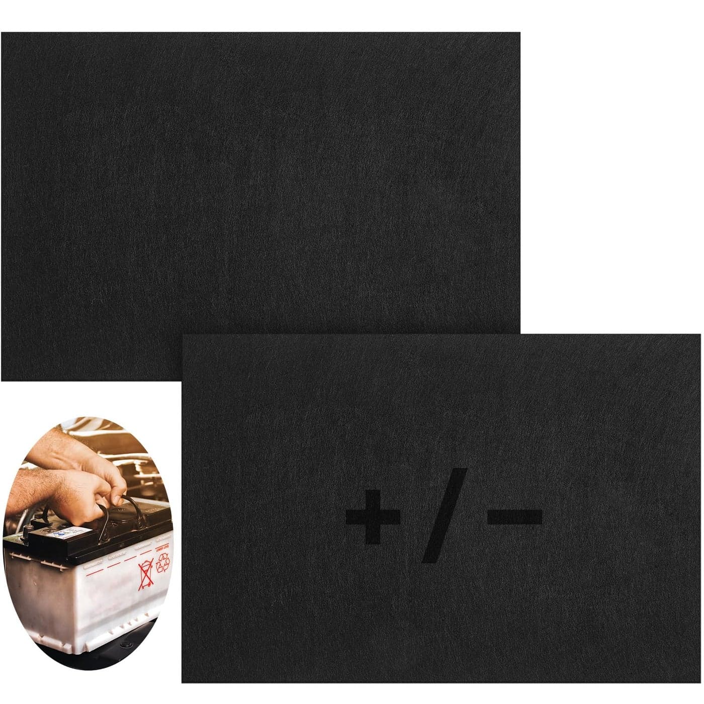 Pangda 2 Pcs Battery Protective Mat Battery Acid Absorbent Mat Black for Marine Boat8 x 12 Inch