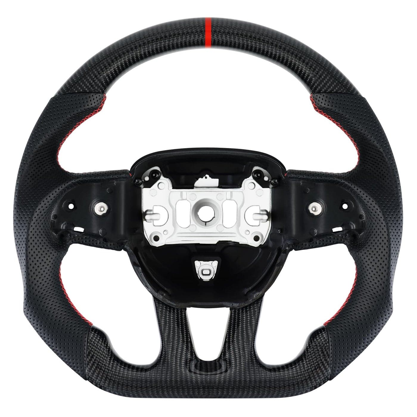 LOSCHEN Steering Wheel for Dodge 3K Real Carbon Fiber Steering Wheel for DodgeJeep Grand CherokeeSXTGTRTSRTHELLCAT Perforated Leather Upgrade Dshaped Flatbottom