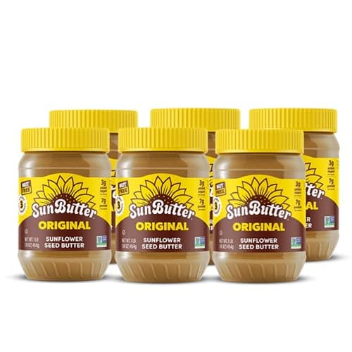 SunButter Original Sunflower Seed Butter 16 oz 6 Pack of 6 Nut Free Spread with 7g PlantBased Protein Roasted Rich Savory Flavor Smooth Texture Vegan Kosher NonGMO
