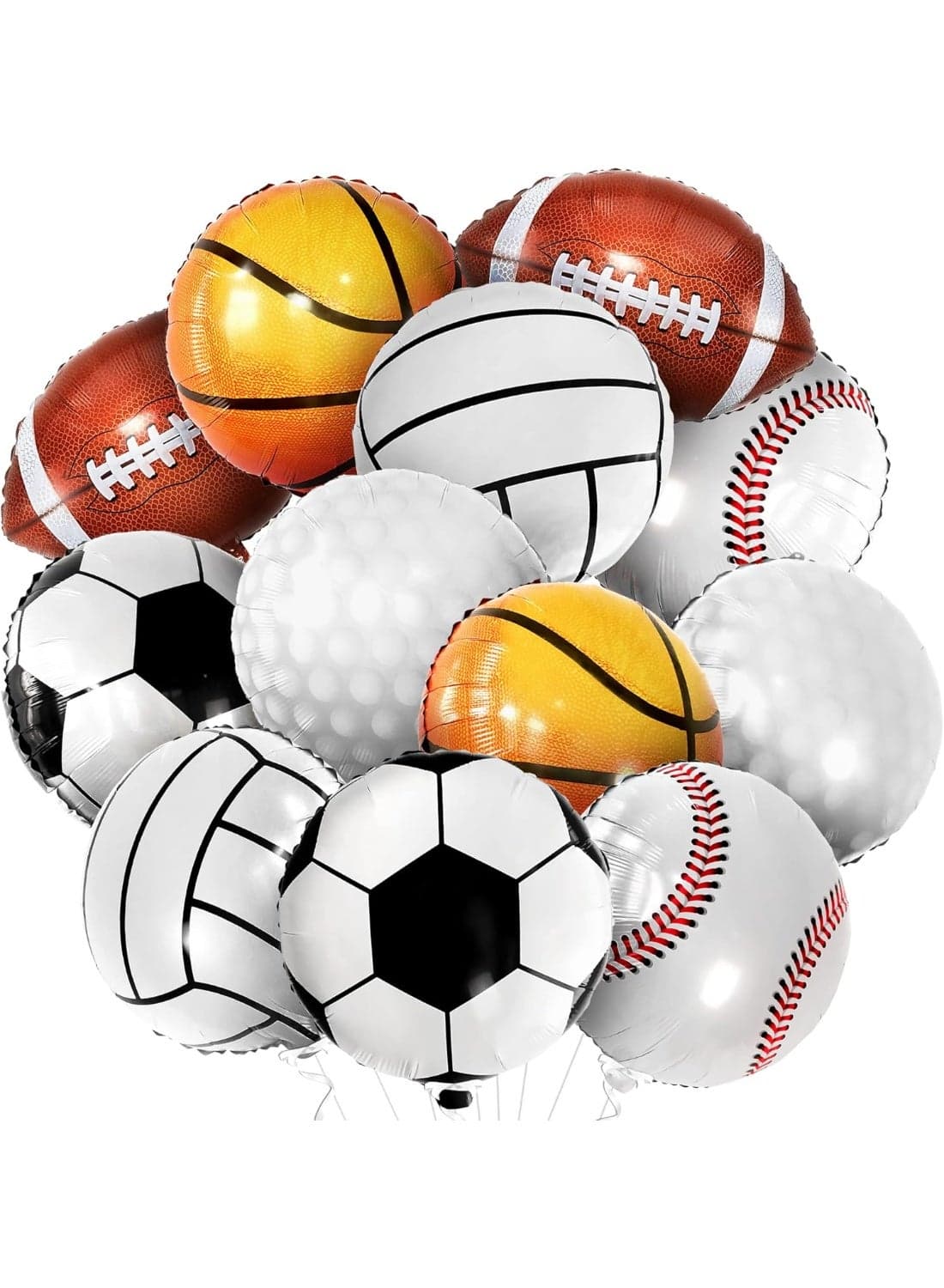 Huge Mylar Sports Balloons - 18 Inch, Pack of 12 | All Sports Birthday Party Decorations | Soccer, Golf, Football, Basketball Balloons | All Star Baby Shower Decorations
