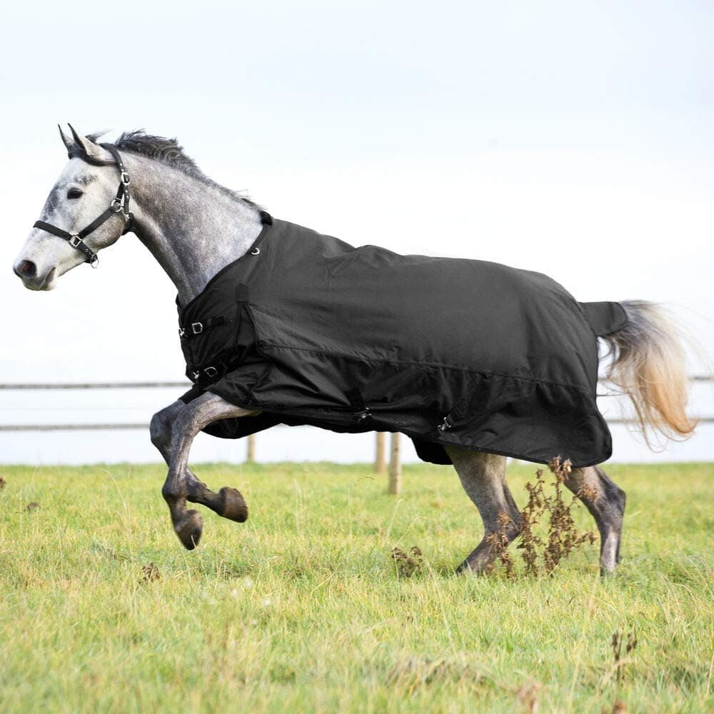 HORZE Nevada Medium Weight 1200D Waterproof Horse Turnout Blanket 200g Fill Black 75 in