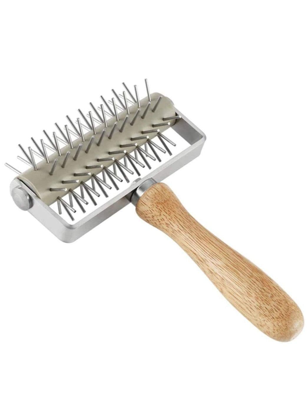 Stainless Steel Wheel Pizza Bread Needle Punchers Roller Pie Pastry Dough Pitter Durable Wooden Handle 13.3x20.5cm