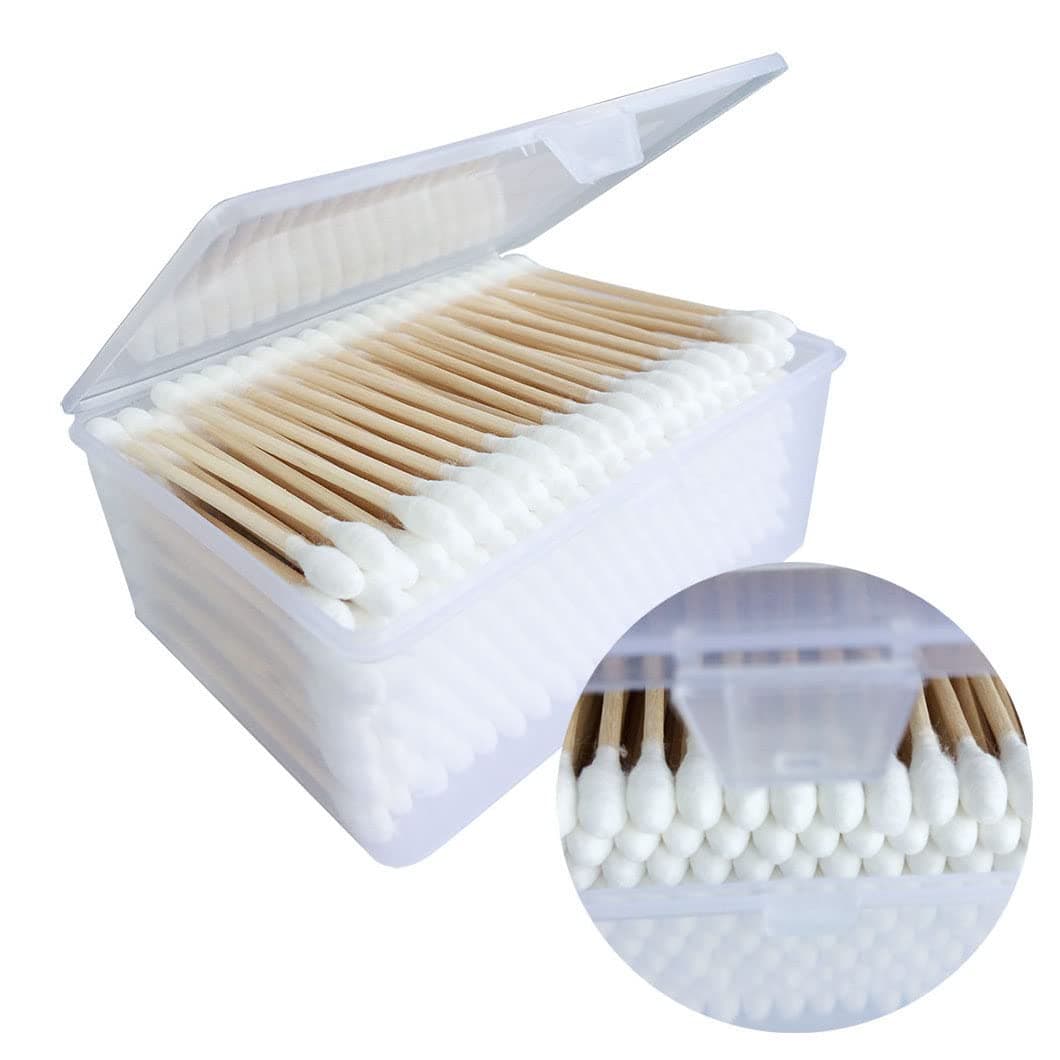 400Pcs Wood Stick Cotton Swabs Natural Wood without Chemicals and Strong Absorbentle Cotton