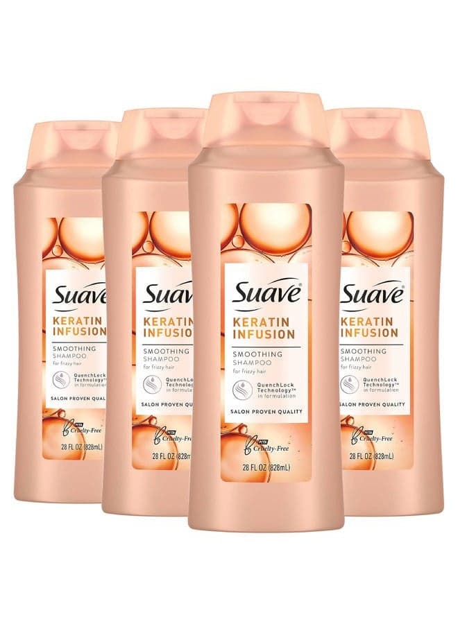 Professionals Smoothing Shampoo For Dry Hair Keratin Infusion Hair Shampoo with 48-hour Frizz Control 28 oz, Pack of 4