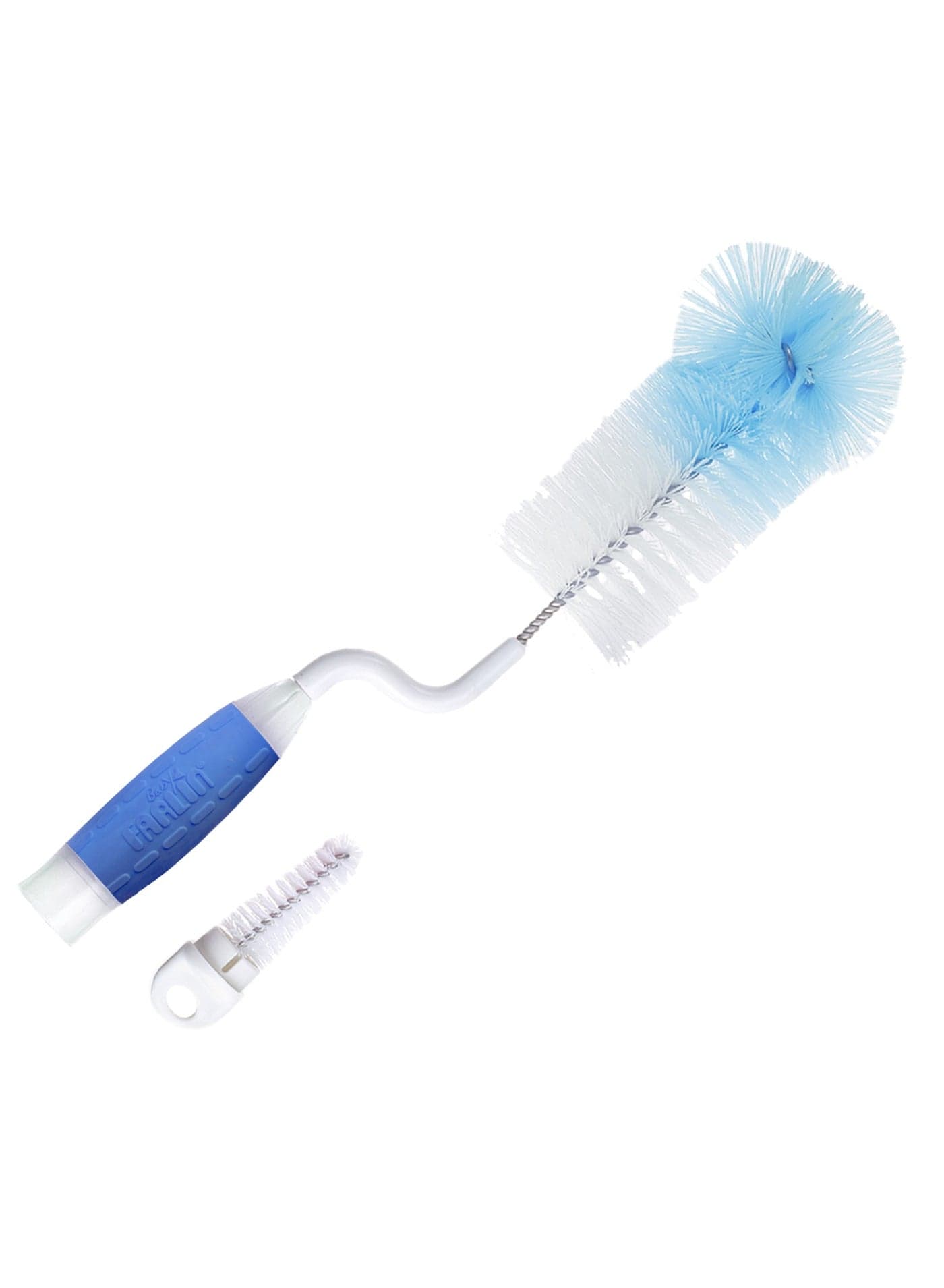 FARLIN Rotatable Bottle & Nipple Brushes – Blue/Red | Bottle Brush with Revolving Handle | Nipple Cleaning Brush | Hanging Handle (1 Set)