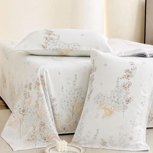 Jaipur Weaves Double Bed Cotton Bedsheet Queen Size 90x108, 100% Pure Cotton Bed Sheet with 2 Pillow Covers, 240 TC Soft Breathable Floral Design – (Brown, Queen)