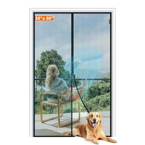 MAGZO Magnetic Screen Door Fit Door Size 36 x 96 Inch, Screen Size 38" x 97" Strong Magnets Door Mesh, Reinforced Fiberglass Door Net for Patio Door, Gray