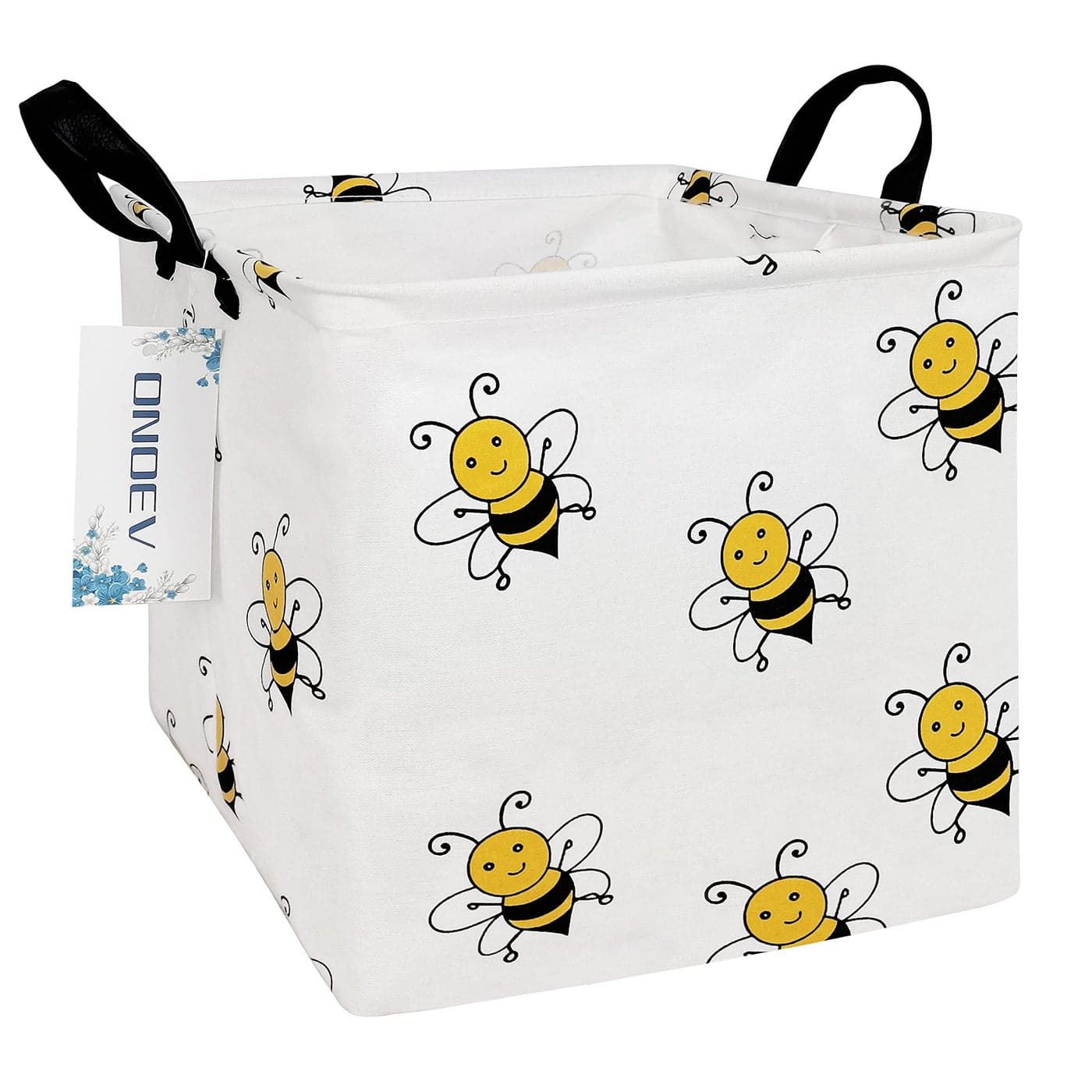 ONOEV Square Folding Laundry Basket Canvas BasketNersury HamperSuitable for ChildrenOfficeBedroomClothesToys StorageBee