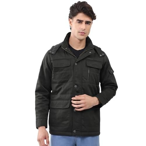 Monte Carlo Men’s Regular Fit Solid Collared Neck Full Sleeve Winter Jacket | Soft Warm Fabric | Stylish Classic Winter Outerwear | Stylish Men’s Winter Jacket Green XL (Pack Of 1)