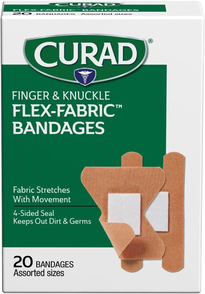 CURAD FlexFabric Adhesive Bandages FingerKnuckle Assorted for Wound Care 10 Finger10 Knuckle per Box Pack of 6