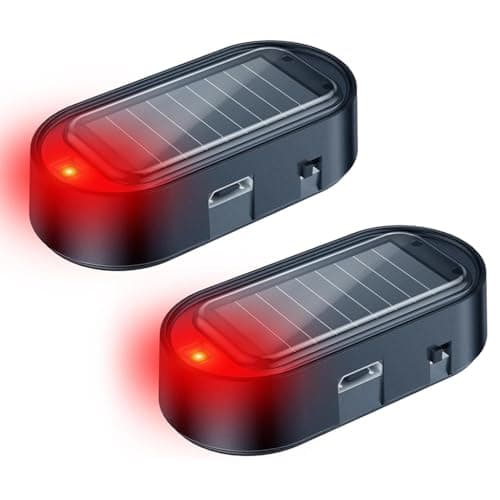 STHIRA® 2 Pack Solar Power Simulated Dummy Alarm Security Lights, Self-Adhesive Fake Alarm LED, Auto Charging, with Micro USB Charging Port, Self-Adhesive Peel-and-Stick Dummy Car Alarm Light