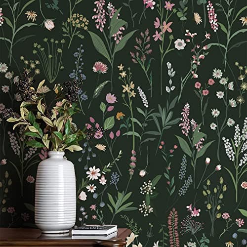 JiffDiff 17.3'' x 236.2'' Floral Peel and Stick Wallpaper Vinyl Wallpaper Flower Vintage Vinyl Peel and Stick Wall Paper for Kitchen Cabinet Furniture Renter Friendly (Covers 28.4 Sq Ft)