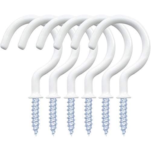 yuntop 12 Pack Vinyl Coated Ceiling Hooks,Screw-in Mug Hooks,Multi-Function Wall Hooks Kitchen Hooks Cup Hooks for Indoors Outdoors (White, 2 Inch)