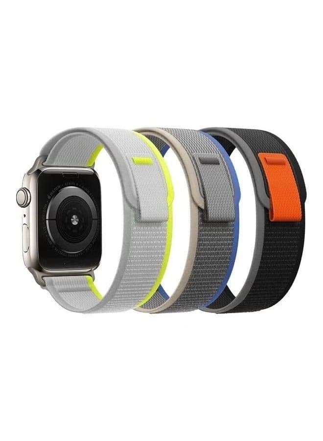 3 Pack for Apple Watch Trail Bands 49mm 45mm 44mm 42mm Nylon Braided Sport Bands for iWatch Series Ultra/8/7/SE/6/5/4/3/2/1 Multicolor