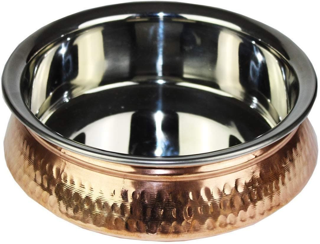 Ukal Serving Bowl Serving Dishes Copper and Steel Handi Tureen8 inches