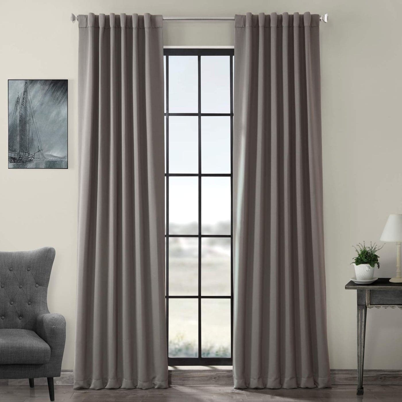 HPD Half Price Drapes Room Darkening Curtains 120 Inches Long for Bedroom Living Room 1 Panel 50 X 120 Neutral Grey