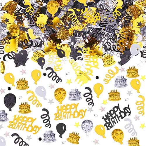 WILLBOND 3000 Pieces Happy Birthday Confetti Birthday Party Cake Confetti Metallic Foil Balloon Table Scatter Decorations for Carnival Baby Shower DIY Arts and Crafting