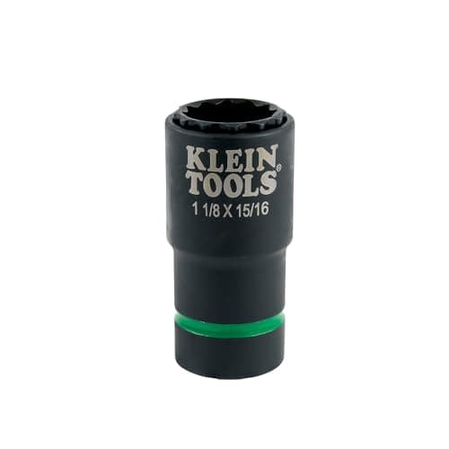 Klein Tools 66016 2in1 Impact Socket with 12Point Deep Sockets Coaxial Spring Loaded in 118 and 1516Inch Sizes