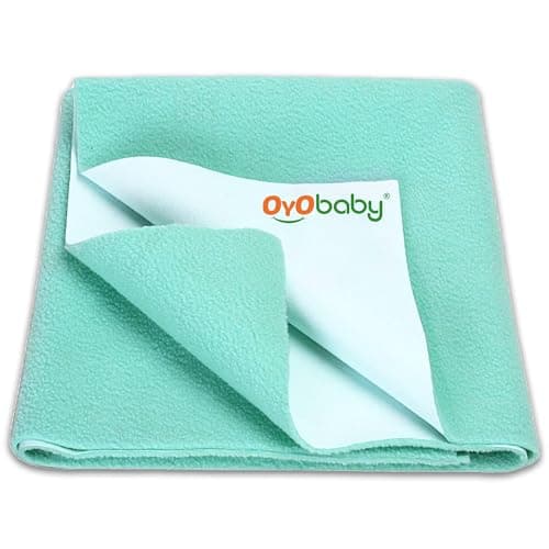 OYO BABY Cotton Waterproof Quick Dry Sheet for Baby|Bed Pad|Baby Bed Protector Sheet for Toddler Children(Large(140Cm X 100Cm),Sea Green)