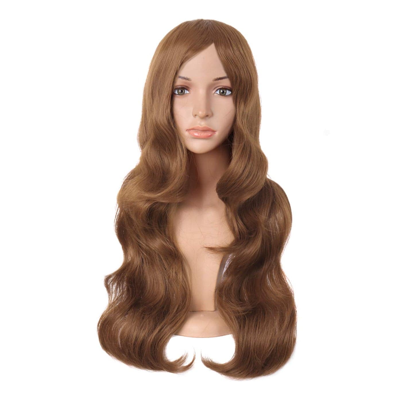 MapofBeauty 24 Inch60cm Charming Synthetic Long Wavy Side Bangs Women Party Anime Cosplay Wig Light Brown