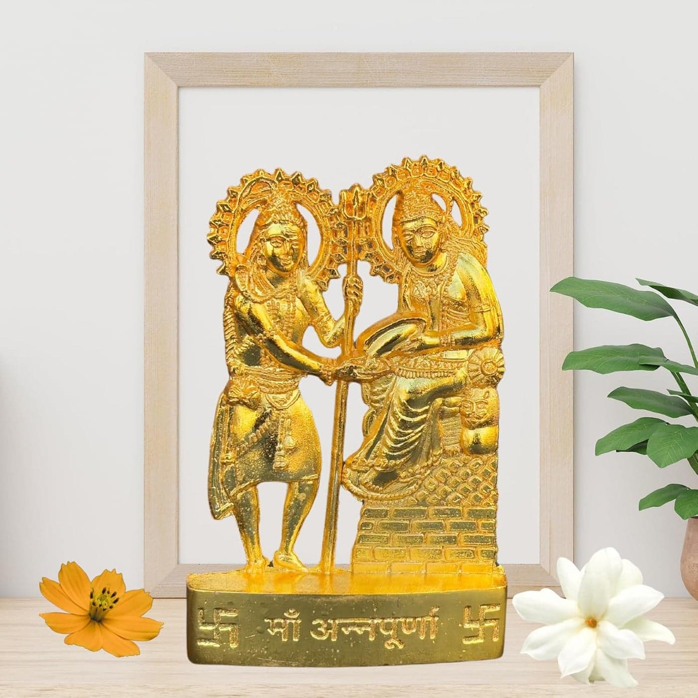 Salvus APP SOLUTIONS Handmade Metal Goddess Annapurna MATA with God Shiva IdolStatue for Pooja HomeOffice Decor Car Dashboard 3x45 Inch