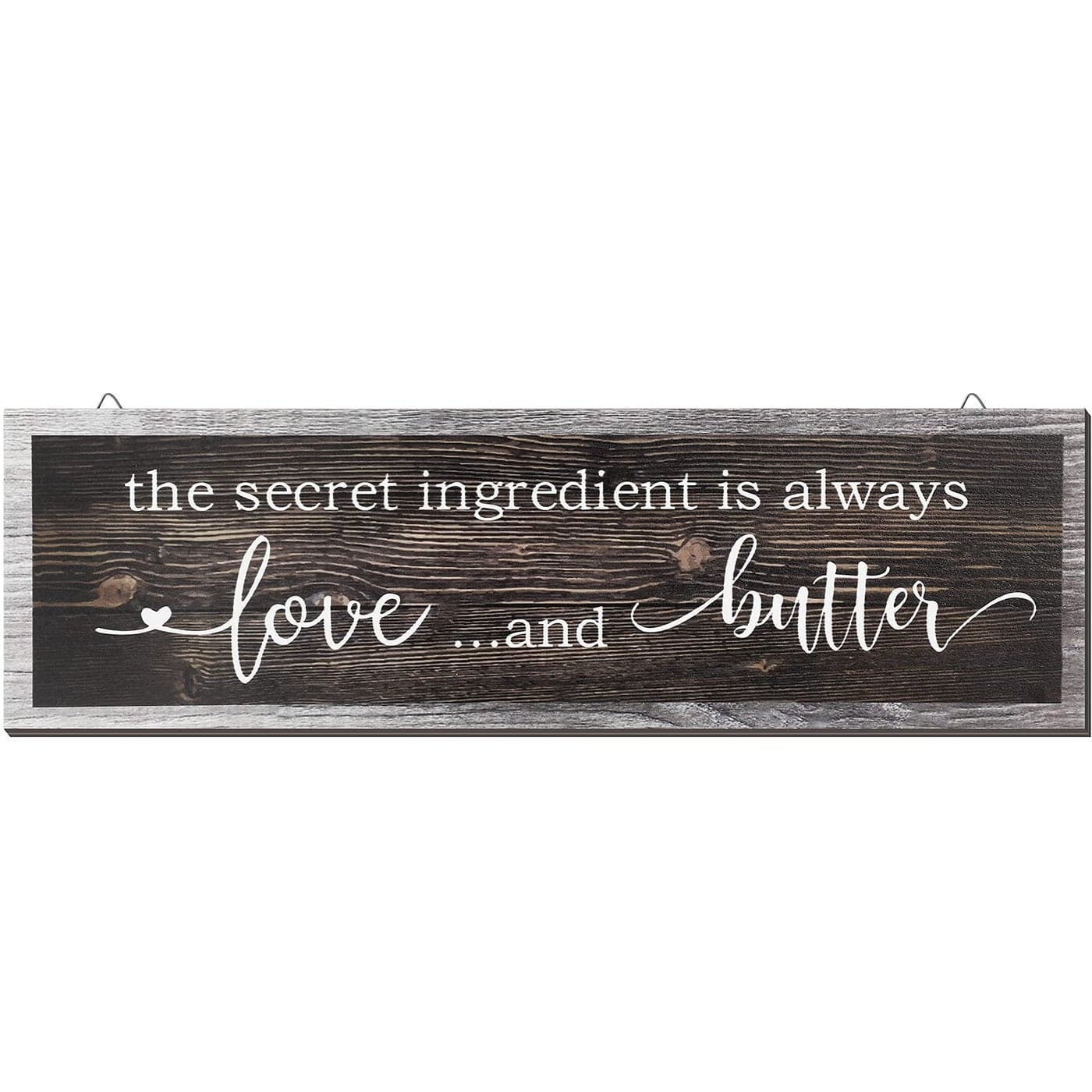Jetec The Secret Ingredient Is Always Love and Butter Sign Funny Wood Kitchen Sign Funny Farmhouse Wall Decor Rustic Kitchen Wall Decoration 157 x 47 InchBrown