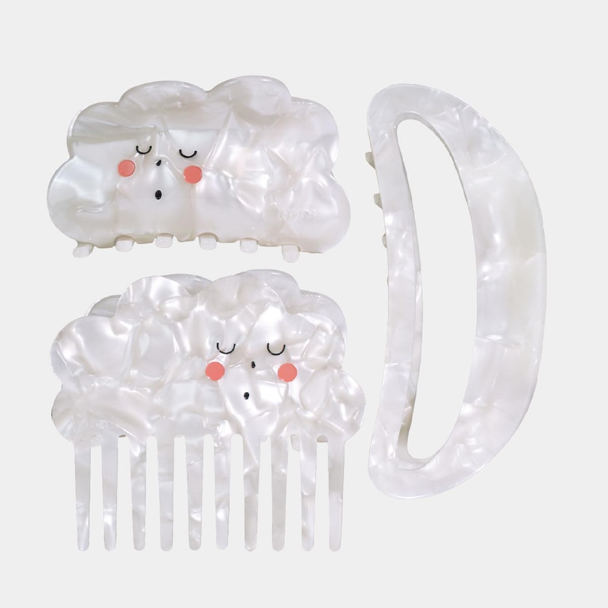 INH Hair Claw Clips Wide Tooth Comb Set 3 pc Acetate Hair Accessories