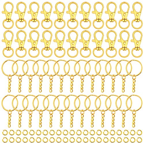 Keychain Rings for Crafts, Selizo 120pcs Gold Keychain Hardware Includes 60pcs Key Chain Hooks and 60pcs Key Rings for Keychains, Acrylic Blanks and Resin Craft