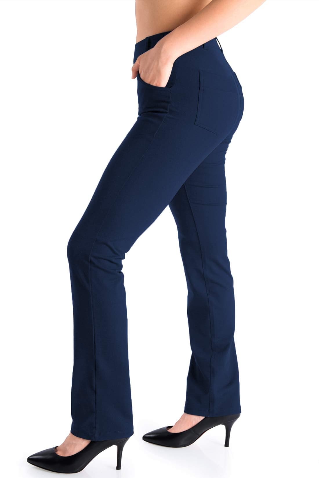 Yogipace4 PocketsBelt LoopsPetite Womens Straight Leg Yoga Dress Pant Work Pants Office Slacks29Navy BlueSize M