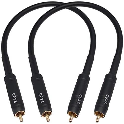CESS-111-6i RCA Preamp Jumpers Male to Male Patch Cable, 2 Pack (6 Inches)