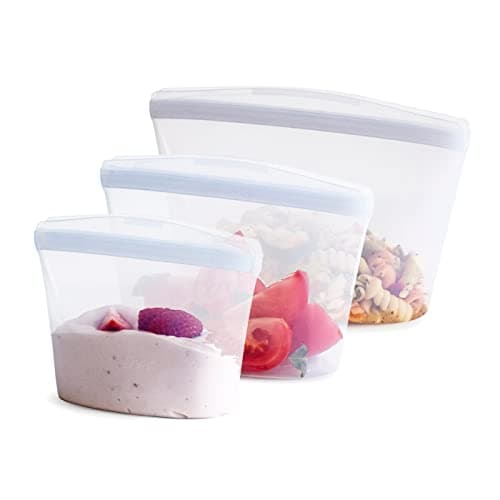 Stasher Premium Silicone Reusable Food Storage Bags 3Pack Clear MultiUse Food Storage Bags Lunch Bag Travel Containers BPA Free Leakfree DishwasherSafe Ecofriendly