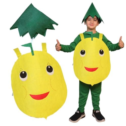 Kaku Fancy Dresses Polyester Lemon Vegetable Costume -Yellow, 3-4 Years, For Boys & Girls