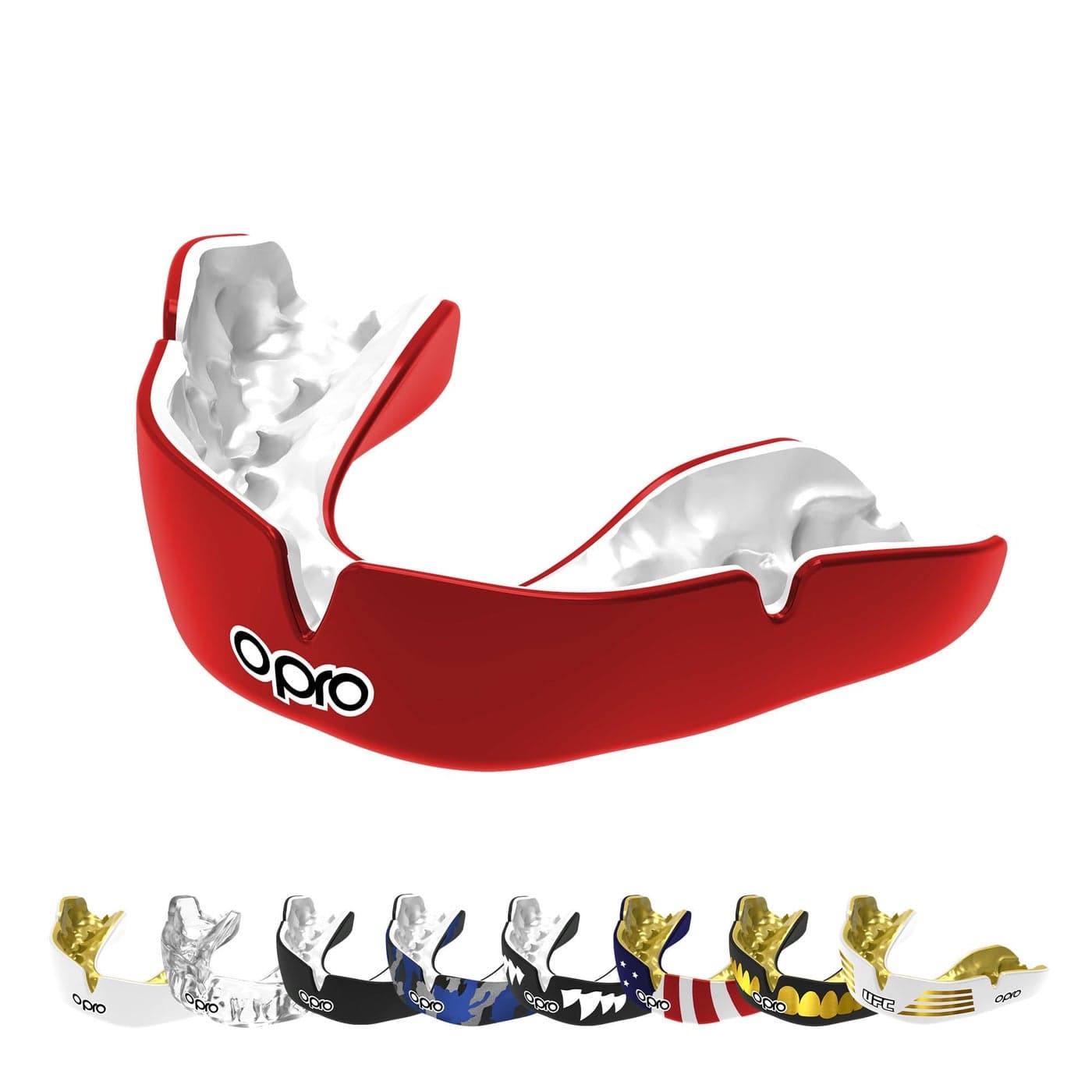 OPRO Instant Custom-Fit Mouth Guard, Dentist-Level Comfort, Protection & Fit - Moldable Mouthguard for Football, Boxing, Rugby, MMA, BJJ, UFC Mouth Piece- Includes Mouth Guard Case (Red, Adult)